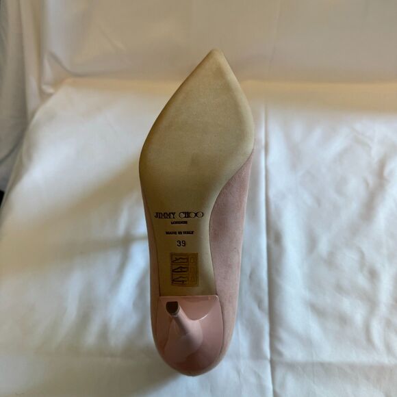Jimmy Choo Ballet Blush Pink Suede Pointy Toe Pumps Size 8.5 - Picture 7 of 8